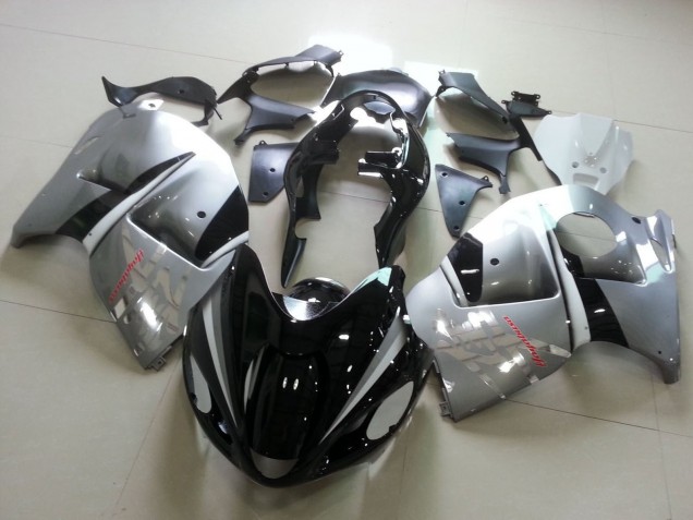 Mejores Carenados Moto Suzuki GSXR 1300 Hayabusa 1996-2007 - Negro Brillante Plata Chrome