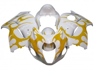 Mejores Carenados Moto Suzuki GSXR 1300 Hayabusa 2008-2020 - Blanco Amarillo Tribal