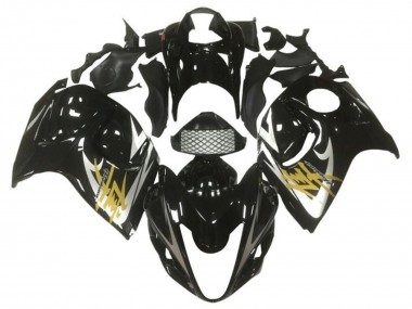 Mejores Carenados Moto Suzuki GSXR 1300 Hayabusa 2008-2020 - Negro Brillante Plata Oro