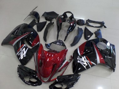 Mejores Carenados Moto Suzuki GSXR 1300 Hayabusa 2008-2020 - Rojo Oscuro Negro Plata