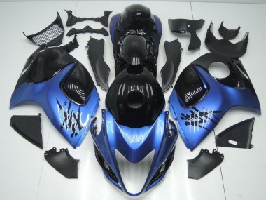 Mejores Carenados Moto Suzuki GSXR 1300 Hayabusa 2008-2020 - Negro Brillante Azul Claro