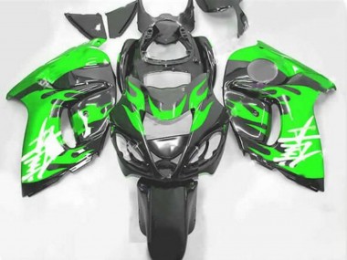 Mejores Carenados Moto Suzuki GSXR 1300 Hayabusa 2008-2020 - Negro Verde Llama