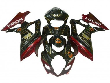 Mejores Carenados Moto Suzuki GSXR 1000 2005-2006 - Negro Rojo Oro BACARDI