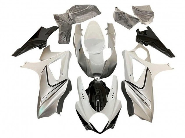 Mejores Carenado Moto Suzuki GSXR 1000 2005-2006 - Blanco Brillante Plata Negro