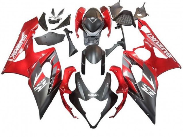 Mejores Carenado Moto Suzuki GSXR 1000 2005-2006 - Negro Mate Rojo
