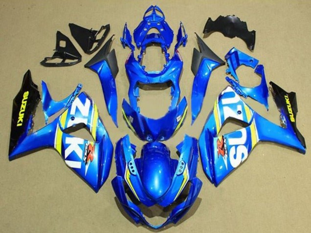 Mejores Carenados Moto Suzuki GSXR 1000 2009-2016 - Azul Blanco Amarillo Raya Negro