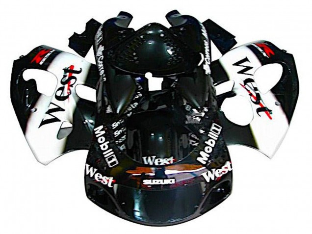 Mejores Carenados Moto Suzuki GSXR 600 / GSXR 750 1996-2000 - Negro Blanco West