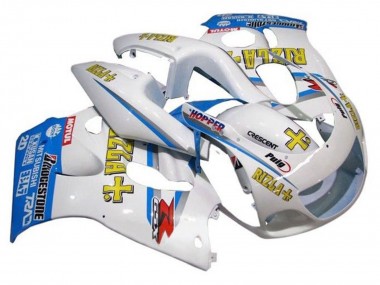 Mejores Carenados Moto Suzuki GSXR 600 / GSXR 750 1996-2000 - Blanco Azul Amarillo Rizla