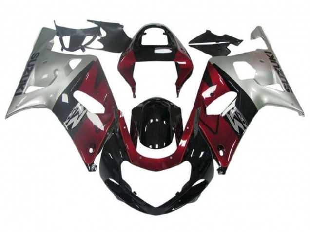 Mejores Carenado Moto Suzuki GSXR 600 / GSXR 750 2001-2003 - Plata Rojo Negro Brillante