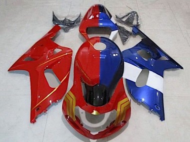 Mejores Carenados Moto Suzuki GSXR 600 / GSXR 750 2001-2003 - Rojo Azul Dividir Oro