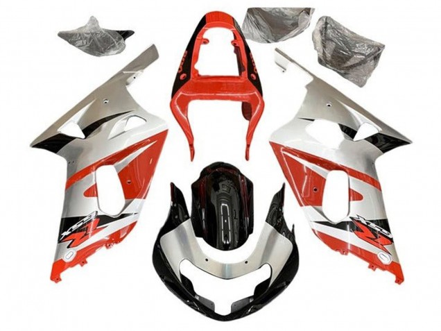Mejores Carenados Moto Suzuki GSXR 600 / GSXR 750 2001-2003 - Plata Rojo Negro Brillante
