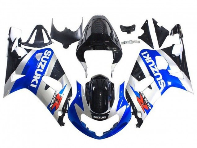 Mejores Carenados Moto Suzuki GSXR 600 / GSXR 750 2001-2003 - Azul Plata Negro Brillante