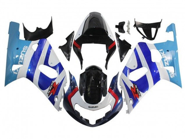 Mejores Carenados Moto Suzuki GSXR 600 / GSXR 750 2001-2003 - Blanco Triple Azul Negro Brillante Rojo