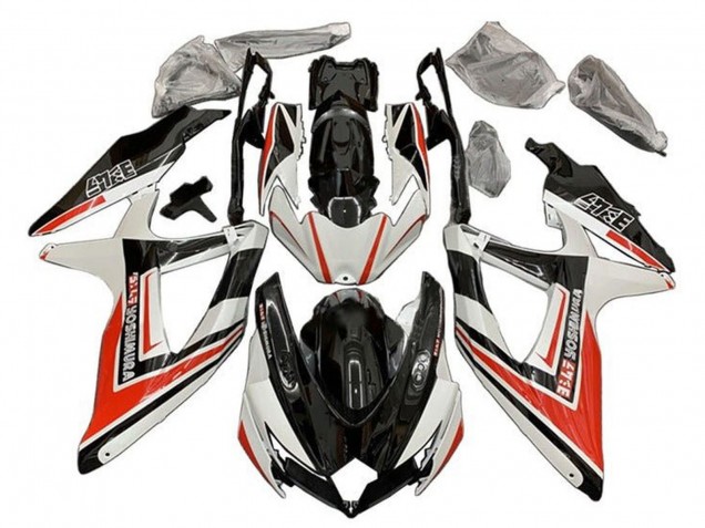 Mejores Carenados Moto Suzuki GSXR 600 / GSXR 750 2008-2010 - Blanco Naranja Negro Brillante Yoshimura