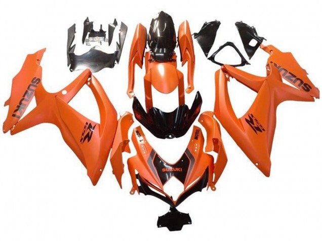 Mejores Carenados Moto Suzuki GSXR 600 / GSXR 750 2008-2010 - Naranja Negro Brillante Calcomanía