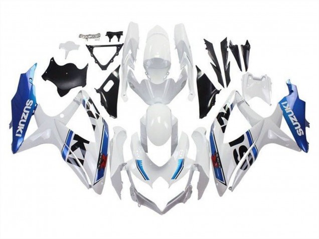 Mejores Carenados Moto Suzuki GSXR 600 / GSXR 750 2008-2010 - Blanco Azul Raya