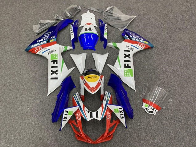 Mejores Carenados Moto Suzuki GSXR 600 / GSXR 750 2011-2024 - Blanco Azul Amarillo Rojo Verde Fixi 11