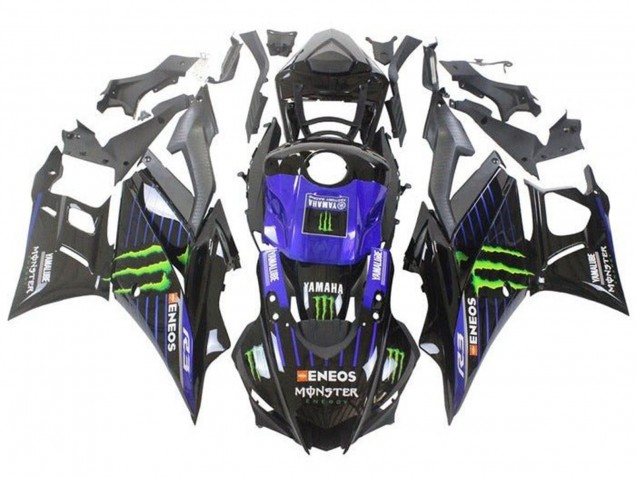 Mejores Carenados Moto Yamaha YZF R3/R25 2019-2021 - Azul Negro Brillante Verde ENEOS Monstruo
