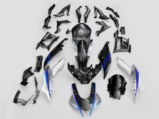 Mejores Carenados Moto Yamaha YZF R3/R25 2019-2021 - Blanco Azul Negro Falsificado FibraCarbono Estilo