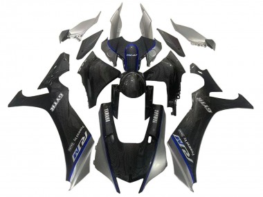 Mejores Carenados Moto Yamaha YZF 1000 R1 2020-2025 - Falso FibraCarbono Plata Azul