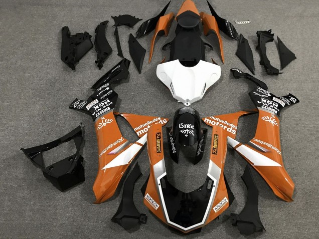Mejores Carenados Moto Yamaha YZF 1000 R1 2020-2025 - Naranja Blanco Negro Brillante Sam