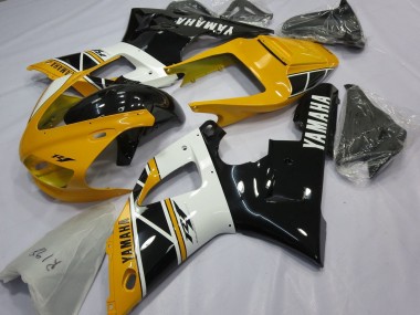 Mejores Carenados Moto Yamaha YZF 1000 R1 1998-1999 - Amarillo Blanco Negro Brillante