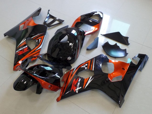 Mejores Carenados Moto Suzuki GSXR 600 / GSXR 750 2004-2005 - Negro Brillante Naranja
