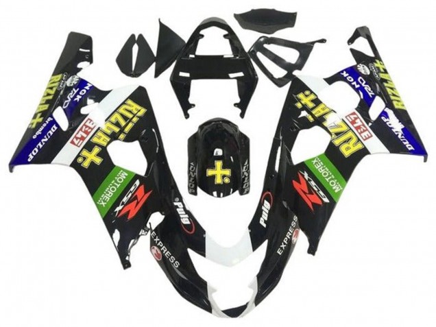 Mejores Carenados Moto Suzuki GSXR 600 / GSXR 750 2004-2005 - Negro Brillante Azul Verde Amarillo Rizla