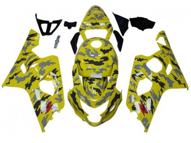 Mejores Carenados Moto Suzuki GSXR 600 / GSXR 750 2004-2005 - Amarillo Negro Gris Camouflage