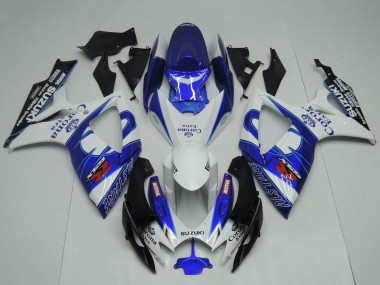 Mejores Carenados Moto Suzuki GSXR 600 / GSXR 750 2006-2007 - Blanco Azul Negro Corona Extra Motul