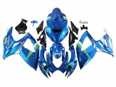 Mejores Carenados Moto Suzuki GSXR 600 / GSXR 750 2006-2007 - Azul Verde Blanco Ecstar