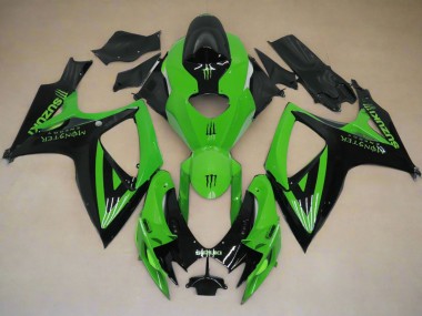 Mejores Carenados Moto Suzuki GSXR 600 / GSXR 750 2006-2007 - Verde Negro Monstruo