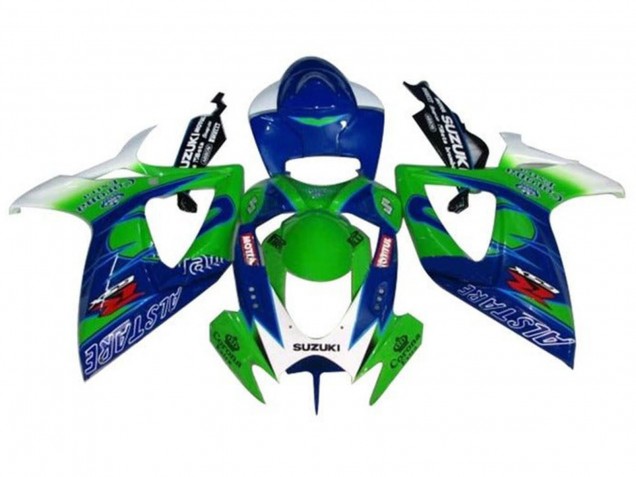 Mejores Carenados Moto Suzuki GSXR 600 / GSXR 750 2006-2007 - Blanco Azul Verde Alstare