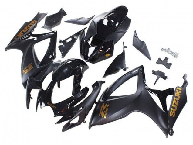 Mejores Carenados Moto Suzuki GSXR 600 / GSXR 750 2006-2007 - Negro Mate Negro Brillante Oro