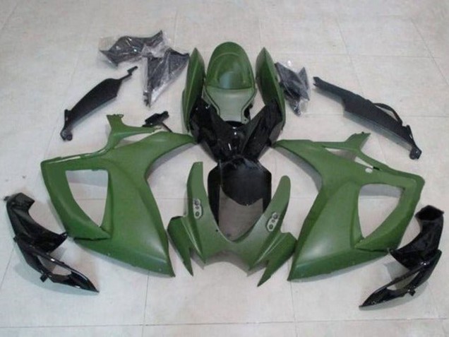 Mejores Carenados Moto Suzuki GSXR 600 / GSXR 750 2006-2007 - Verde Militar Negro Brillante