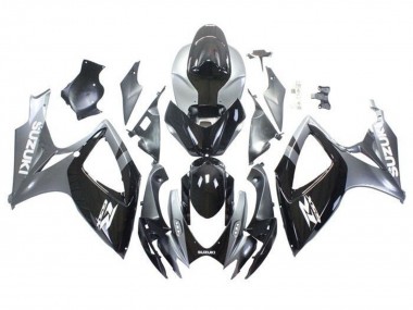 Mejores Carenados Moto Suzuki GSXR 600 / GSXR 750 2006-2007 - Plata Negro Brillante Blanco