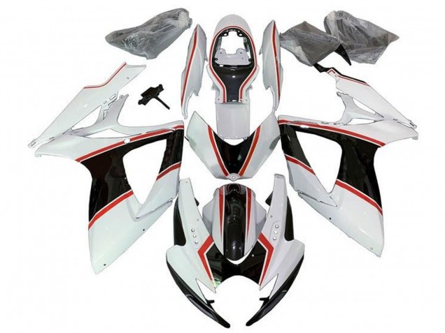 Mejores Carenados Moto Suzuki GSXR 600 / GSXR 750 2006-2007 - Blanco Naranja Negro Pinstripe