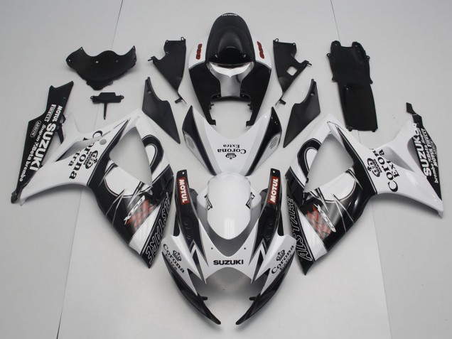 Mejores Carenados Moto Suzuki GSXR 600 / GSXR 750 2006-2007 - Blanco Negro Rojo Corona Extra Motul Alstare