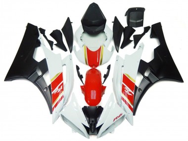 Mejores Carenados Moto Yamaha YZF R6 2006-2007 - Blanco Rojo Oro Negro Mate