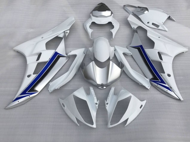 Mejores Carenados Moto Yamaha YZF R6 2006-2007 - Blanco Plata Azul Negro