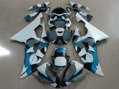 Mejores Carenado Moto Yamaha YZF R6 2008-2016 - Blanco Azul Gris Negro Camouflage
