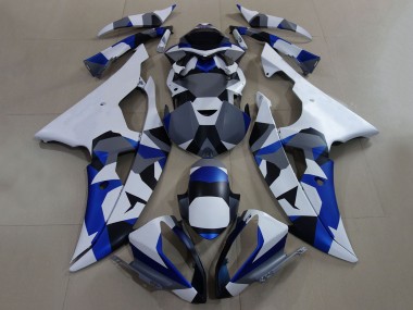Mejores Carenados Moto Yamaha YZF R6 2008-2016 - Blanco Azul Gris Camouflage