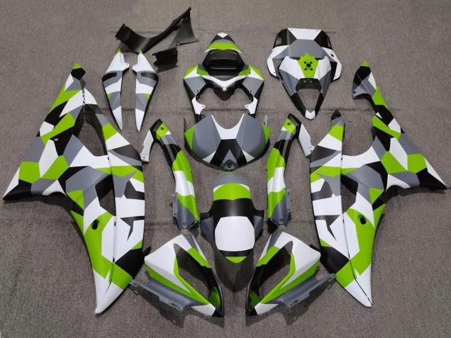 Mejores Carenados Moto Yamaha YZF R6 2008-2016 - Blanco Verde Gris Negro Camouflage