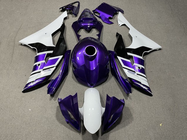 Mejores Carenados Moto Yamaha YZF R6 2008-2016 - Blanco Púrpura Negro Raya