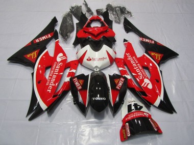 Mejores Carenados Moto Yamaha YZF R6 2008-2016 - Blanco Rojo Negro Santander