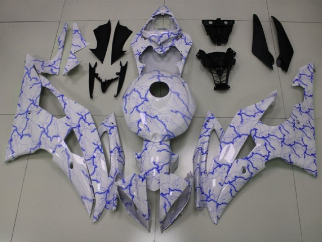 Mejores Carenados Moto Yamaha YZF R6 2008-2016 - Blanco Azul Iluminación