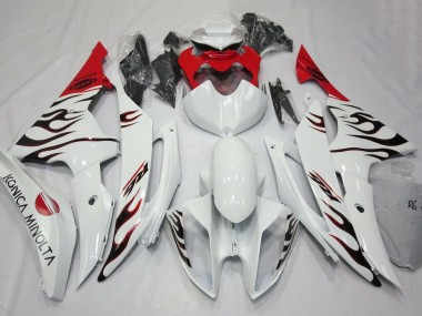 Mejores Carenados Moto Yamaha YZF R6 2008-2016 - Blanco Rojo Negro Llama