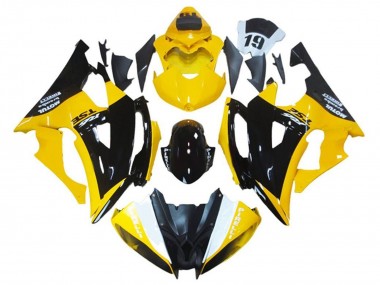 Mejores Carenado Moto Yamaha YZF R6 2008-2016 - Amarillo Negro Brillante