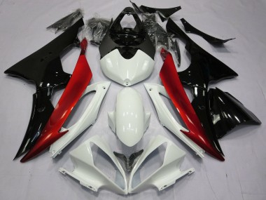 Mejores Carenados Moto Yamaha YZF R6 2008-2016 - Blanco Rojo Negro Brillante