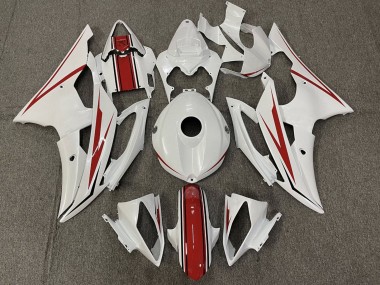 Mejores Carenado Moto Yamaha YZF R6 2008-2016 - Blanco Perla Rojo